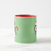 illusima Mr Owl Christmas Snowflakes Light Green マグカップ (中央)