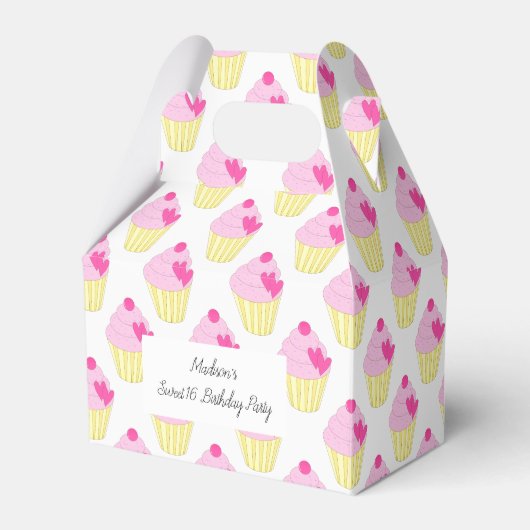 illusima Pink Frosting Cupcakes Sweet 16 フェイバーボックス (正面サイド)