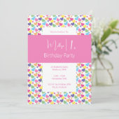 illusima Rainbow Love Hearts Girls 1st Birthday 招待状 (スタンド正面)