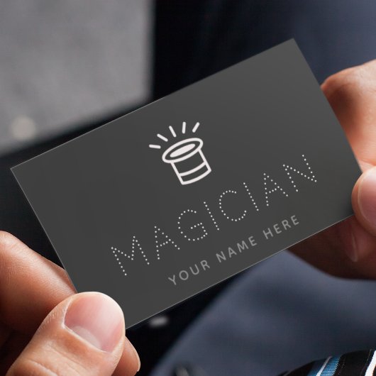 Illusionist Magician Magic Hat Card Black & White 名刺