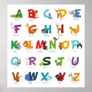 Illustrated Animal Alphabet ポスター