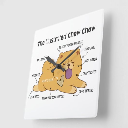 ILLUSTRATED CHOW スクエア壁時計 (傾斜)