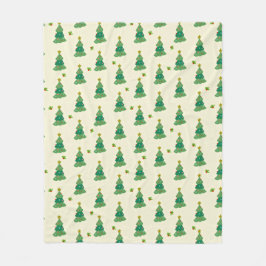 Illustrated Christmas Trees Fleece Blanket フリースブランケット