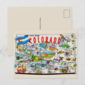 Illustrated Colorado Map Postcard ポストカード (正面/裏面)
