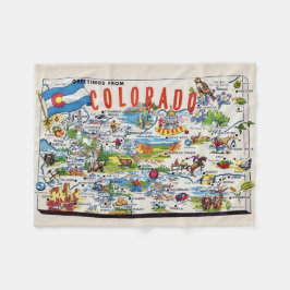 Illustrated Colorado Map Small  フリースブランケット
