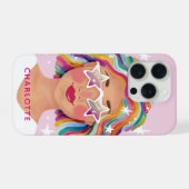 Illustrated Cute Woman Girl Rainbow Personalized iPhoneケース (裏面横)