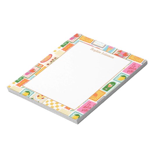 Illustrated French Italian Pattern Personalized ノートパッド (回転)