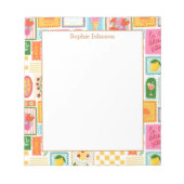 Illustrated French Italian Pattern Personalized ノートパッド (正面)