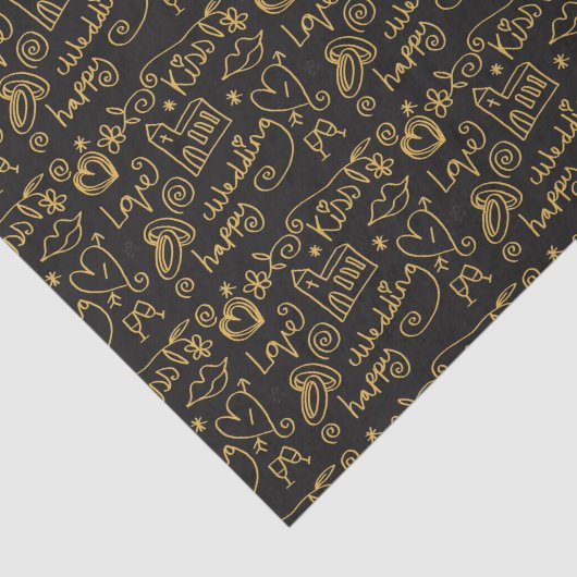 Illustrated Gold and Black Wedding Doodles 薄葉紙 (詳細)