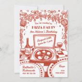 Illustrated Italian Pizza Party 招待状 (正面)