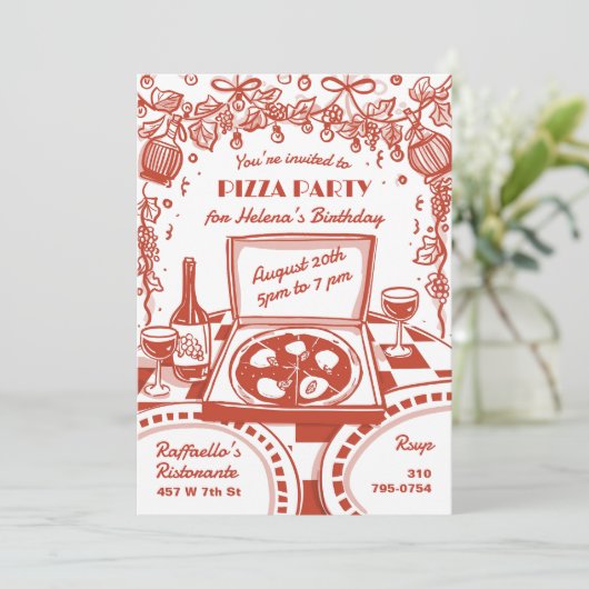 Illustrated Italian Pizza Party 招待状 (スタンド正面)