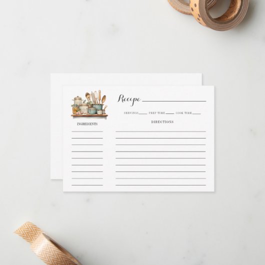 Illustrated Kitchen Recipe Card Template ノートカード (正面/裏面インサイチュ)