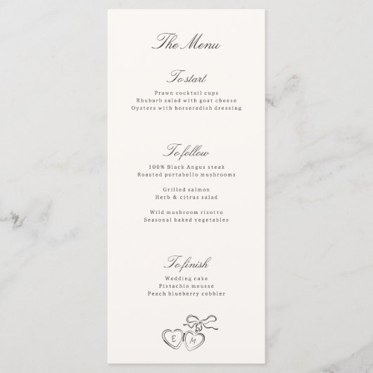 Illustrated Locket Whimsical Wedding Menu メニュー (正面)