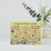 Illustrated Map of London Birthday Posrcard ポストカード (スタンド正面)