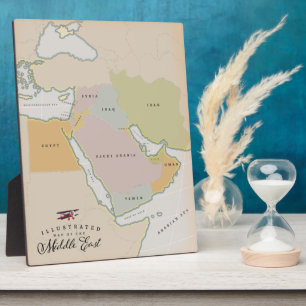 Illustrated map of the Middle East. フォトプラーク