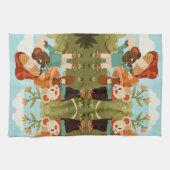 Illustrated picnic scene with animals キッチンタオル (横)