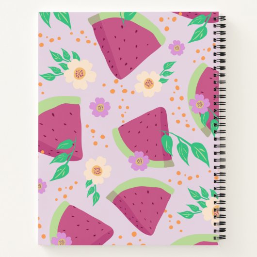 Illustrated Pink Watermelon Hand-drawn pattern  ノートブック (裏面)