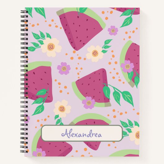 Illustrated Pink Watermelon Hand-drawn pattern  ノートブック (正面)