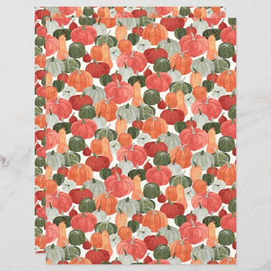 Illustrated Pumpkin Patch Scrapbook Paper (正面/裏面)