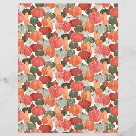 Illustrated Pumpkin Patch Scrapbook Paper (正面)