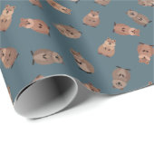Illustrated Quokkas on Gray-Blue ラッピングペーパー (ロールコーナー)