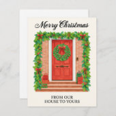 Illustrated Red Door Garland Wreath シーズンカード (正面/裏面)