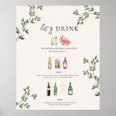 Illustrated Wedding Bar Menu Poster ポスター (正面)