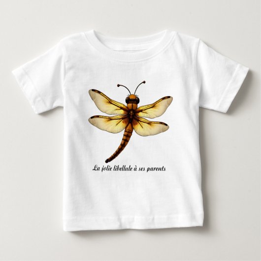 Illustration avec une libellule cartoon ベビーTシャツ (正面)