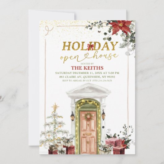 Illustration Christmas Holiday Open House 招待状 (正面)