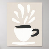 Illustration Cup of Steaming Coffee Boho Style ポスター (正面)