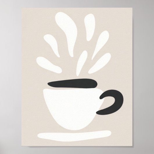 Illustration Cup of Steaming Coffee Boho Style ポスター (正面)