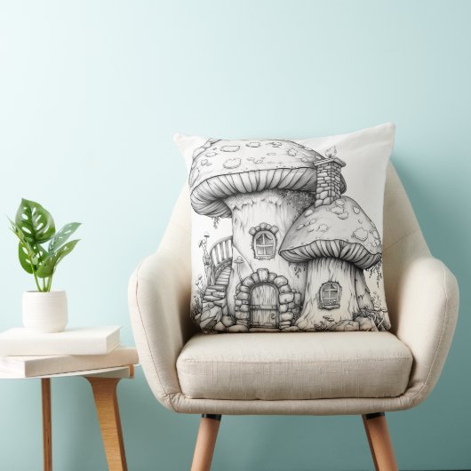Illustration féérique de maison champignon 🍄 クッション (椅子)