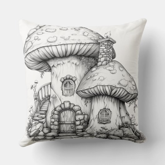 Illustration féérique de maison champignon 🍄 クッション (裏面)