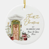Illustration First Christmas in our new home セラミックオーナメント (正面)