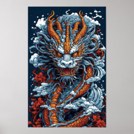 Illustration Japanischer Drachen ポスター