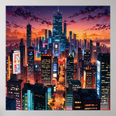Illustration of a big city at night ポスター (正面)