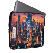 Illustration of a big city at night ラップトップスリーブ (正面右)