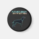  Illustration of a black Labrador dog マグネット (正面)