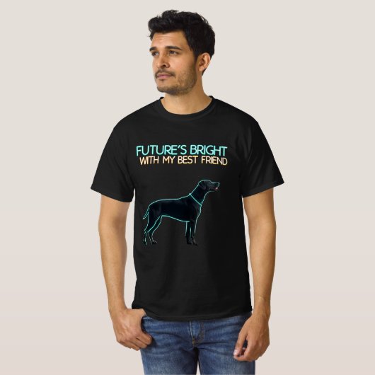 Illustration of a black Labrador dog Tシャツ (正面フル)