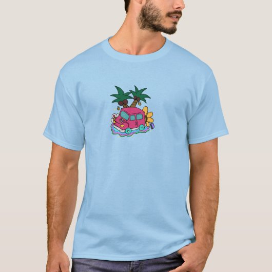 Illustration of a car with flowers and insects. tシャツ (正面)