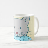 Illustration of a cat eating fish. コーヒーマグカップ (正面右)