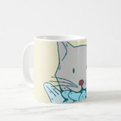 Illustration of a cat eating fish. コーヒーマグカップ (正面左)