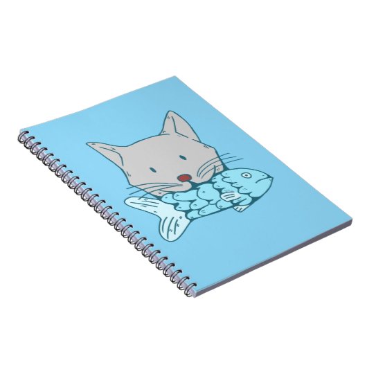 Illustration of a cat eating fish. ノートブック (右側)