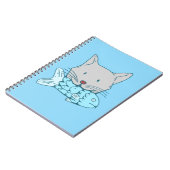 Illustration of a cat eating fish. ノートブック (左側)
