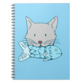 Illustration of a cat eating fish. ノートブック (正面)