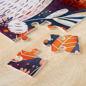 Illustration of bear hugging rabbit in forest. ジグソーパズル (側面)