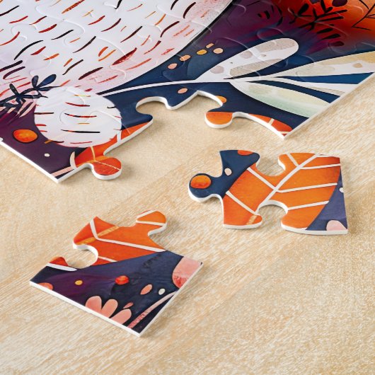 Illustration of bear hugging rabbit in forest. ジグソーパズル (側面)