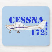 Illustration of Cessna 172 Skyhawk Airplane Design マウスパッド (正面)