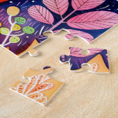 Illustration of fox hugging hedgehog in forest. ジグソーパズル (側面)