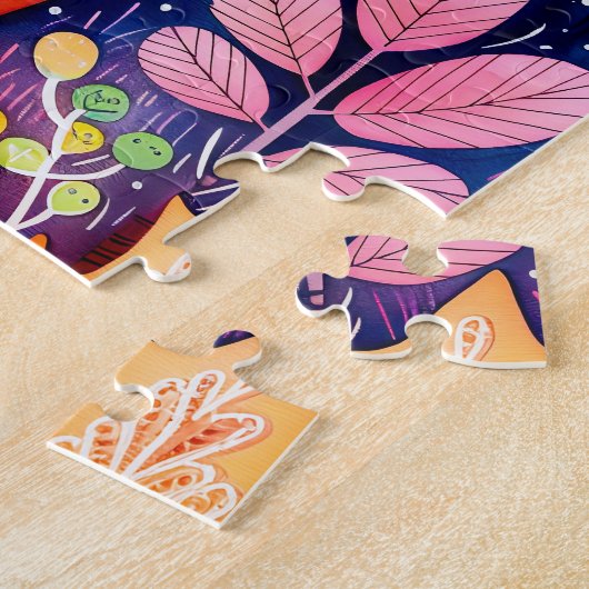 Illustration of fox hugging hedgehog in forest. ジグソーパズル (側面)